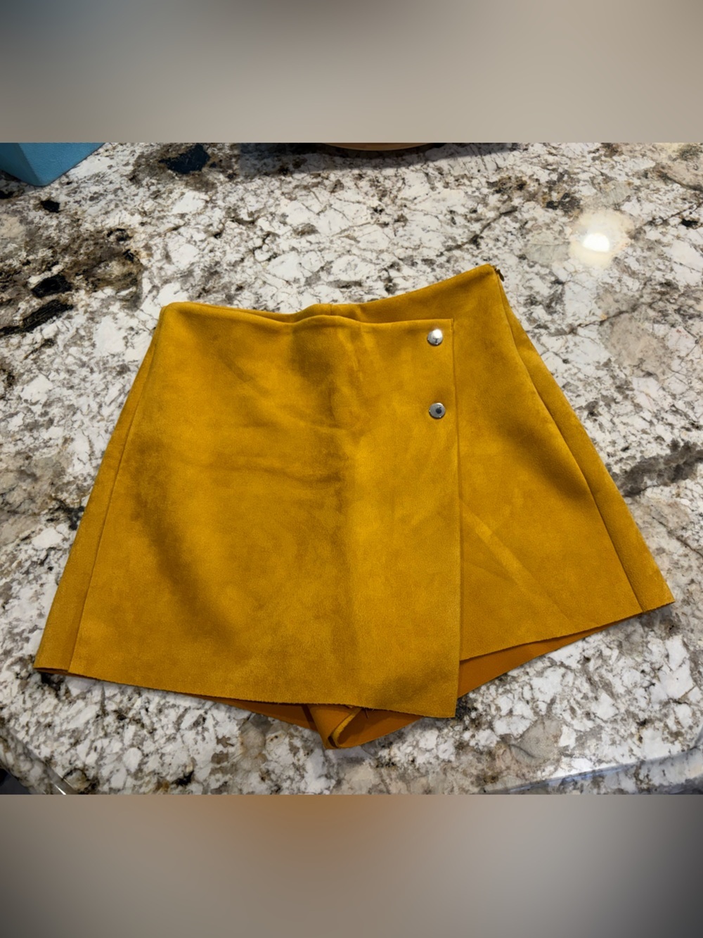 Zara Mustard Asymmetrical Wrap Skort
